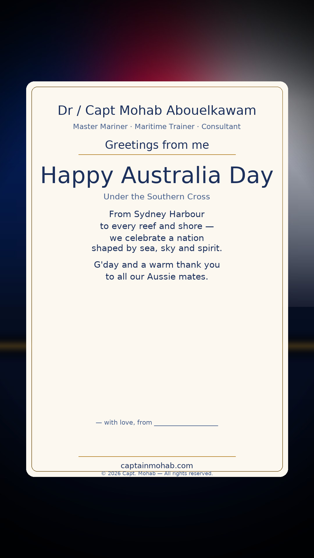 Australia Day · Personalize card — Share with your own family — sign it yourself