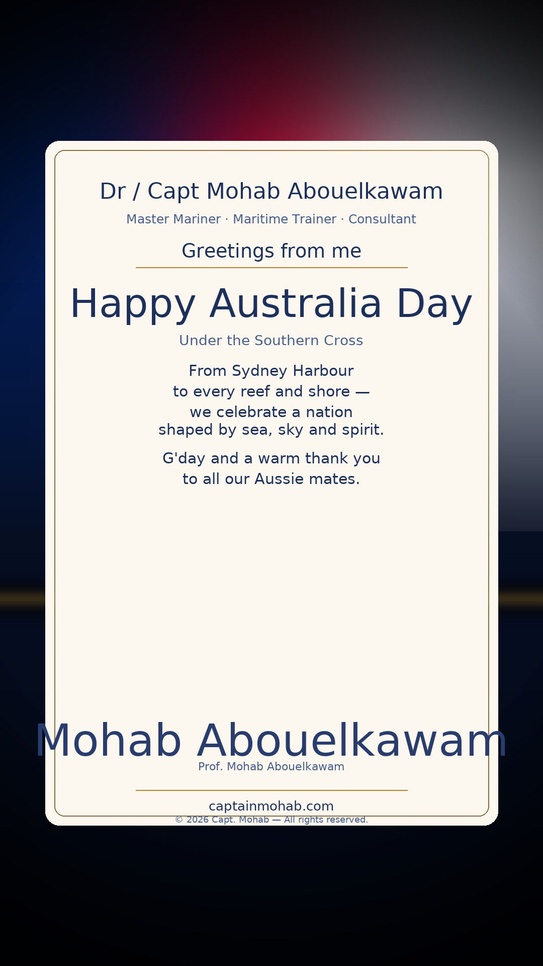 Australia Day card — Australia Day — Under the Southern Cross