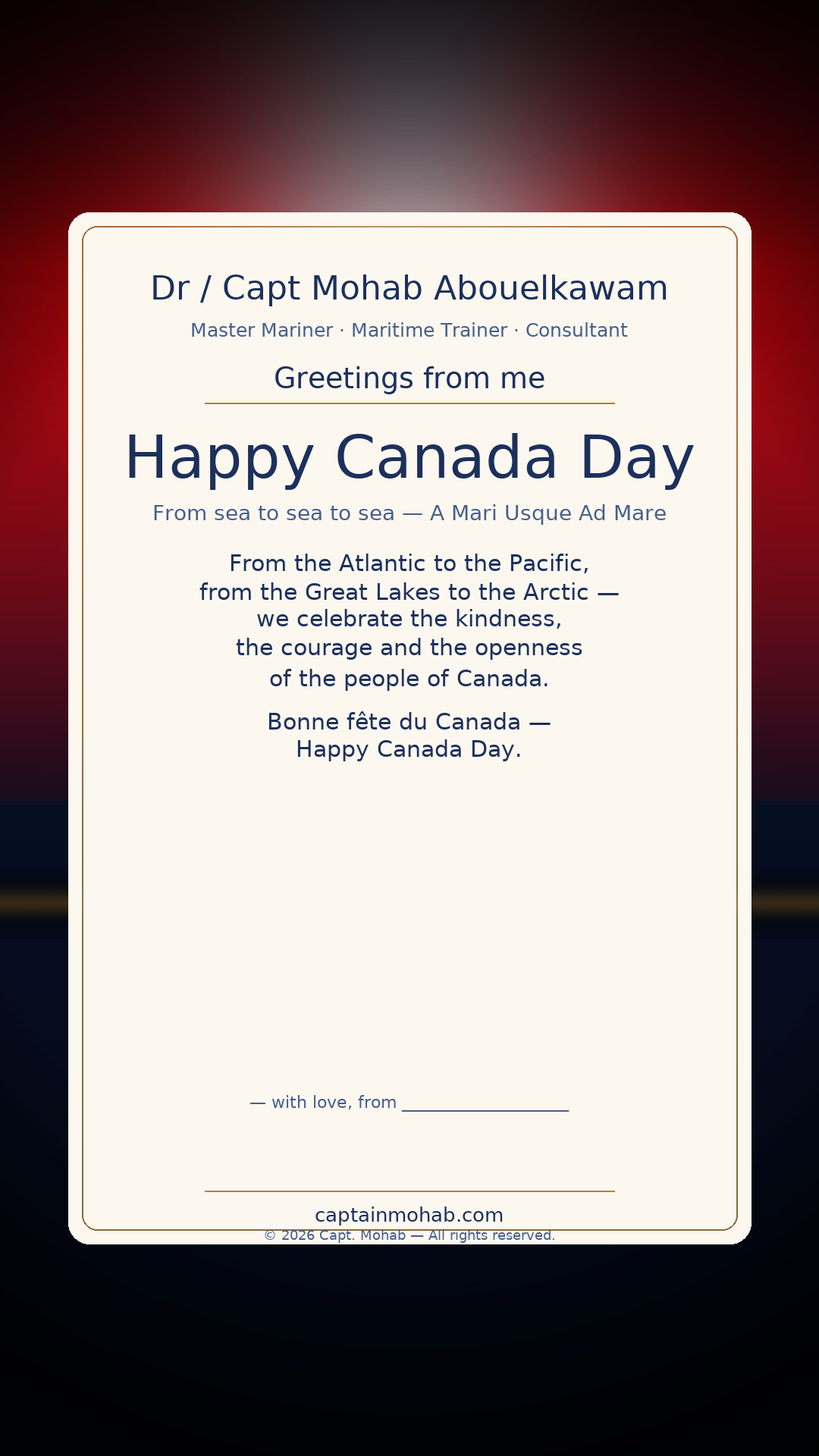 Canada Day · Personalize card — Share with your own family — sign it yourself