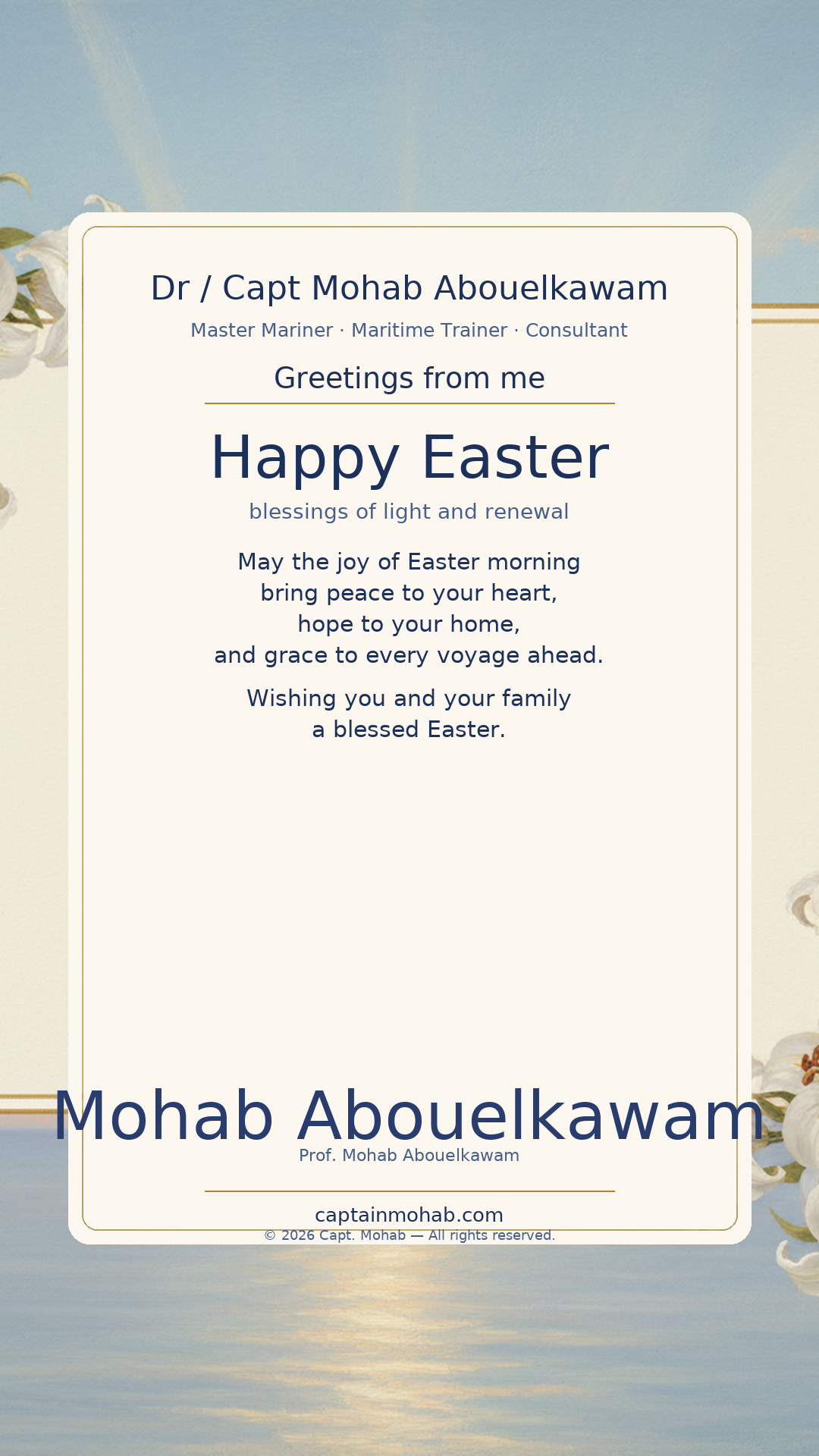Happy Easter card — Easter blessings — light over every shore