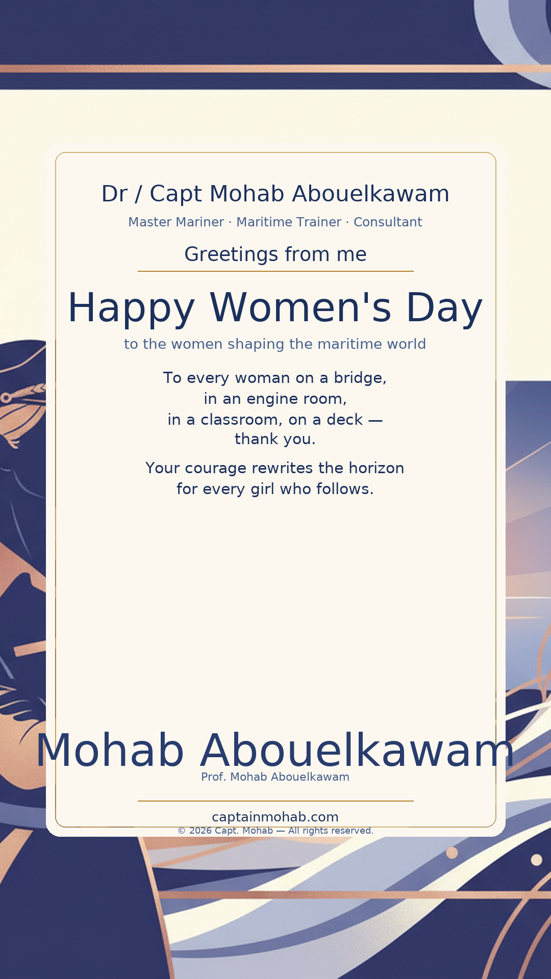International Women's Day card — To the women shaping the maritime world